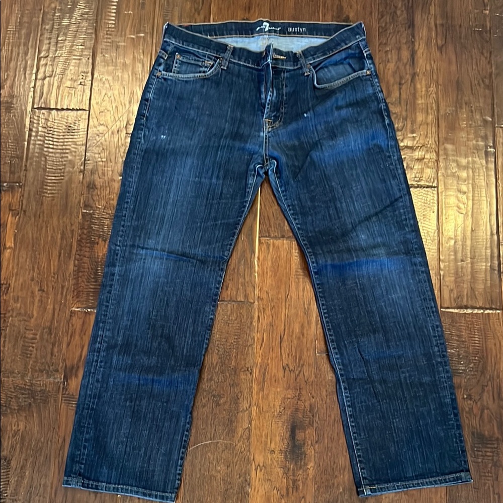 7 For All Mankind Blue Straight Jeans Timeless Style